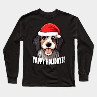 Bernedoodle Christmas Gift Yappy Holidays Santa Dog Long Sleeve T-Shirt